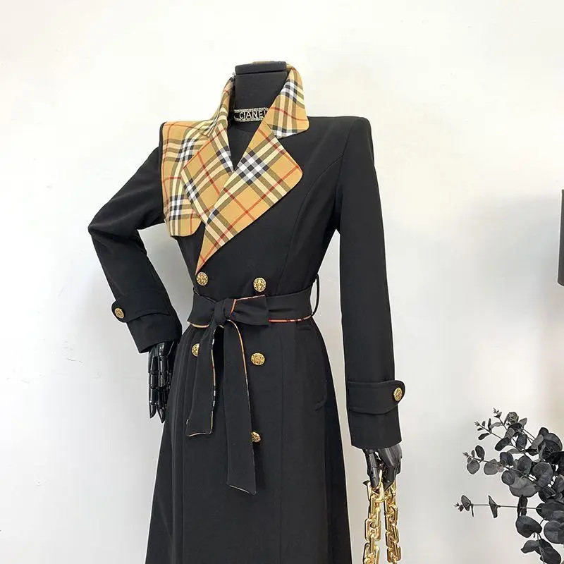 New Fashion Long Patchwork Coat Windbreaker