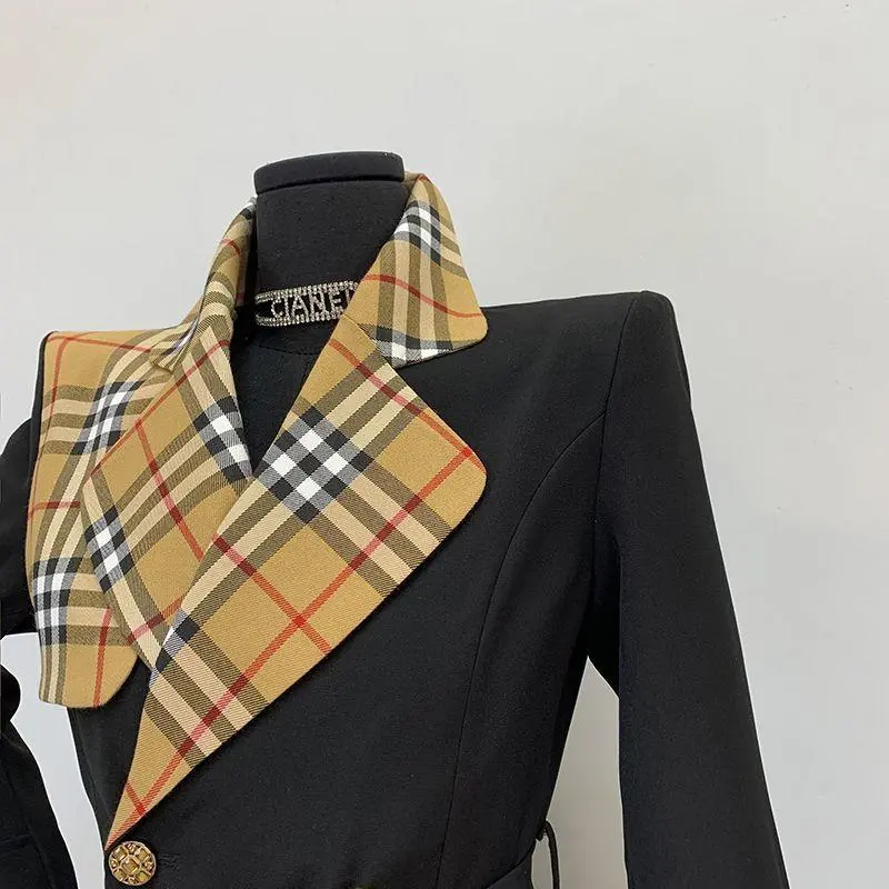 New Fashion Long Patchwork Coat Windbreaker