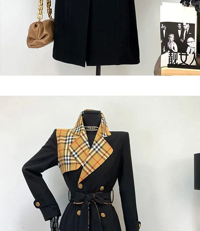 New Fashion Long Patchwork Coat Windbreaker