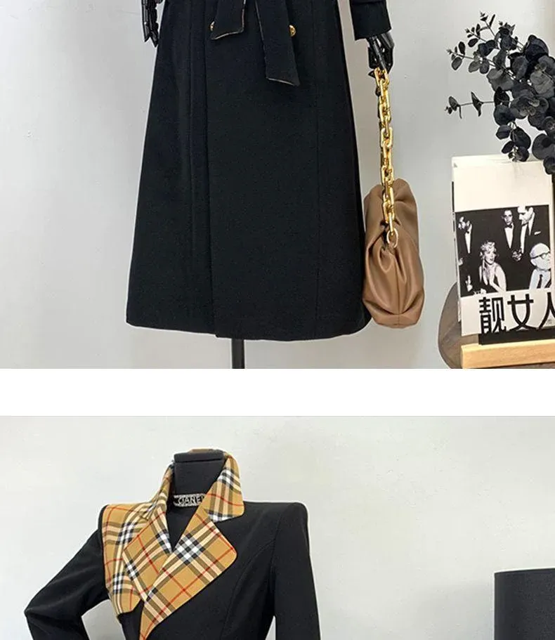 New Fashion Long Patchwork Coat Windbreaker