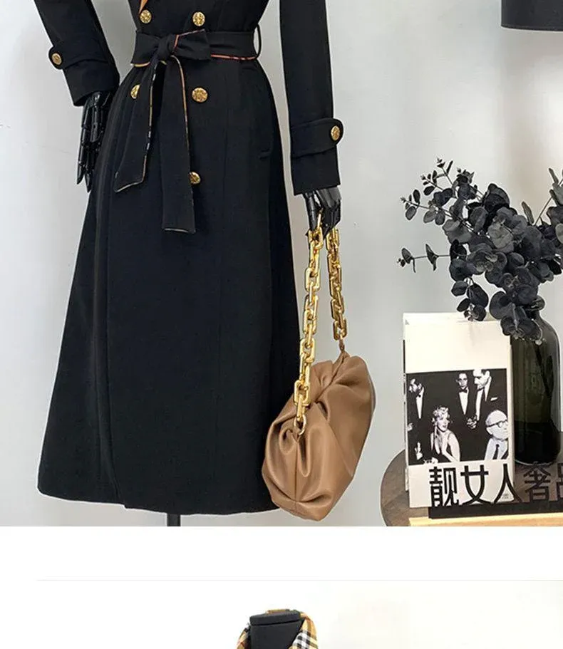 New Fashion Long Patchwork Coat Windbreaker