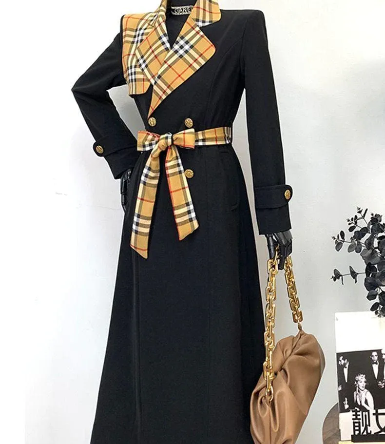 New Fashion Long Patchwork Coat Windbreaker