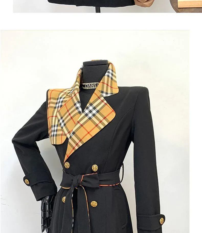 New Fashion Long Patchwork Coat Windbreaker