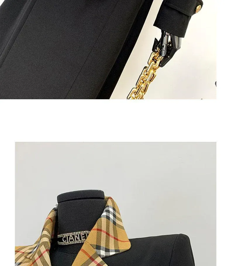 New Fashion Long Patchwork Coat Windbreaker