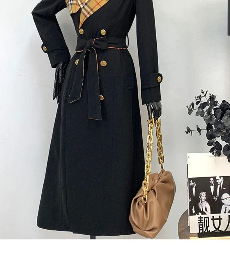 New Fashion Long Patchwork Coat Windbreaker