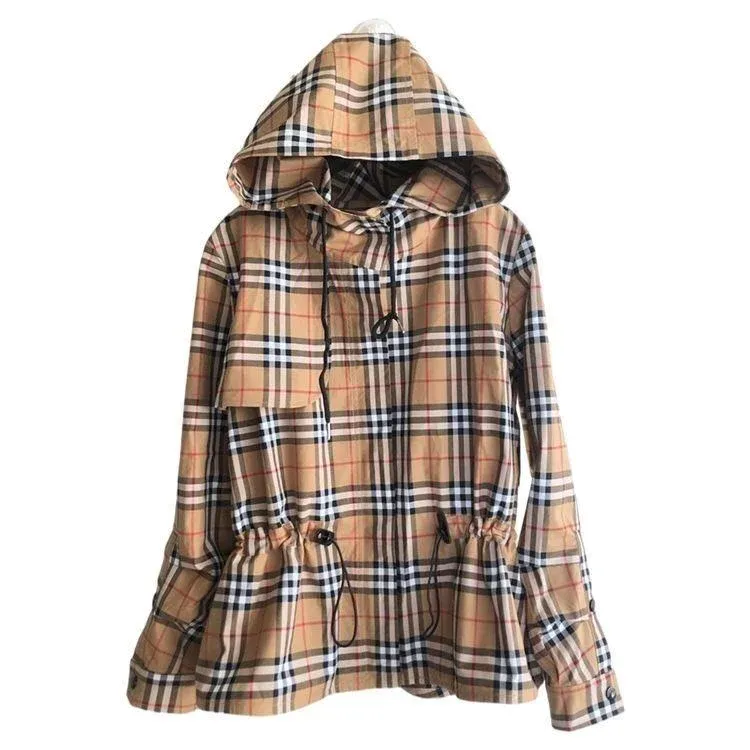 Early spring new fashionable plaid hooded jacket
