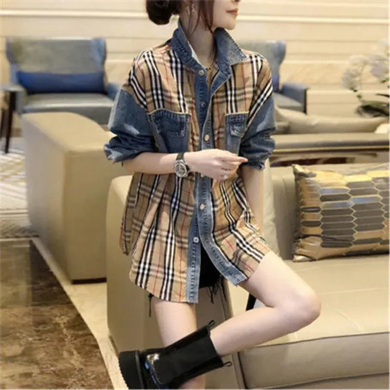New fashion versatile patchwork denim jacket