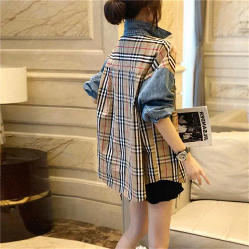 New fashion versatile patchwork denim jacket