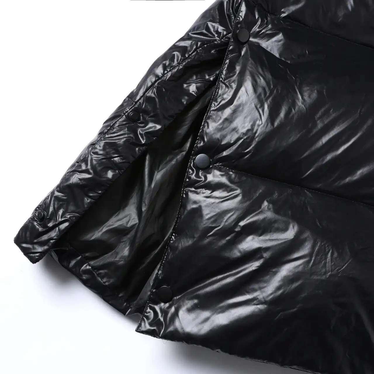 Black gold mid-length hooded down jacket