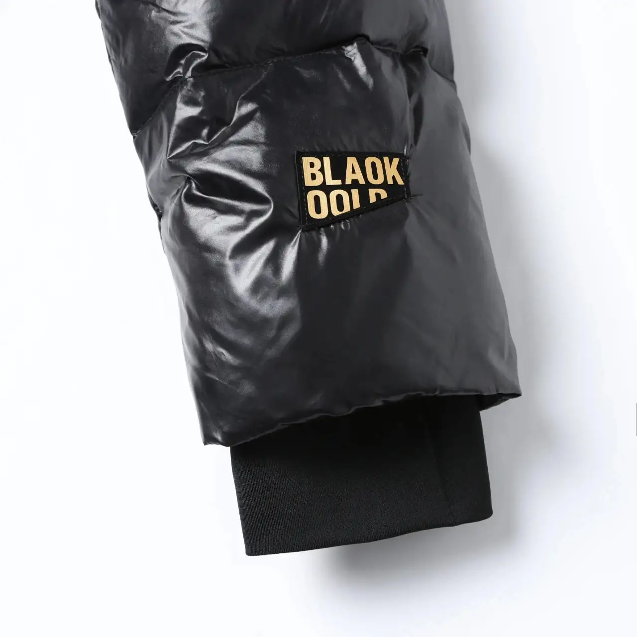 Black gold mid-length hooded down jacket