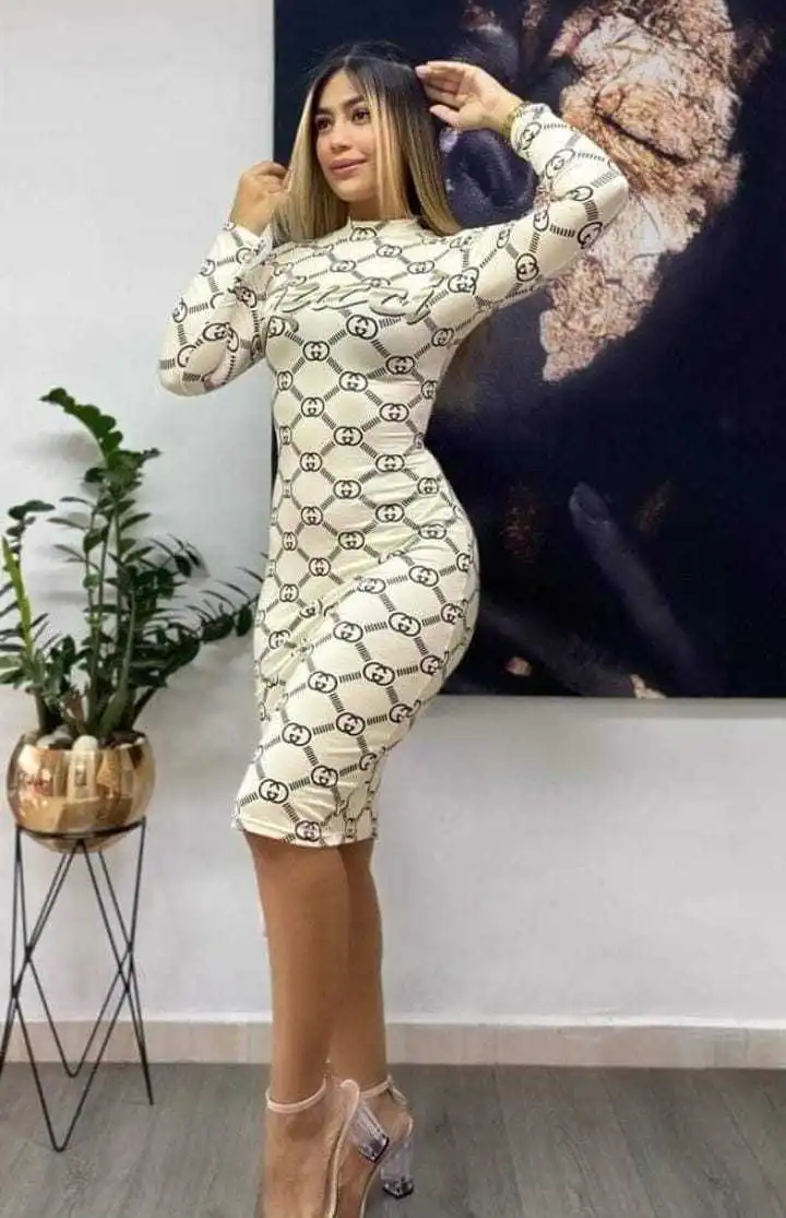 Sexy printed slim fit hip-hugging dress