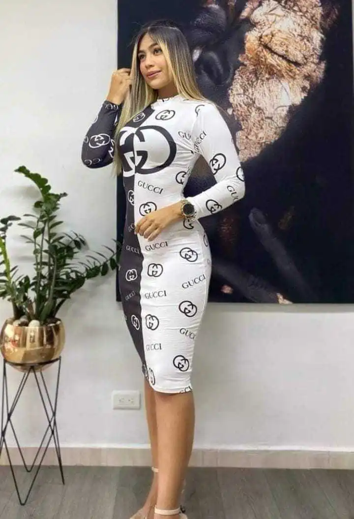 Sexy printed slim fit hip-hugging dress