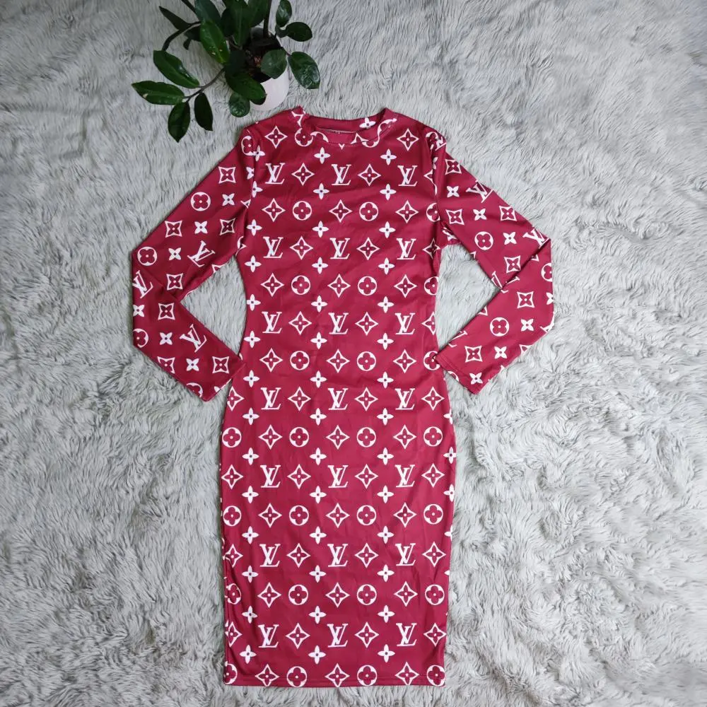 Sexy printed slim fit hip-hugging dress