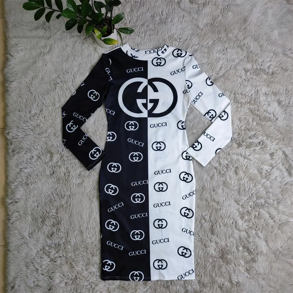 Sexy printed slim fit hip-hugging dress