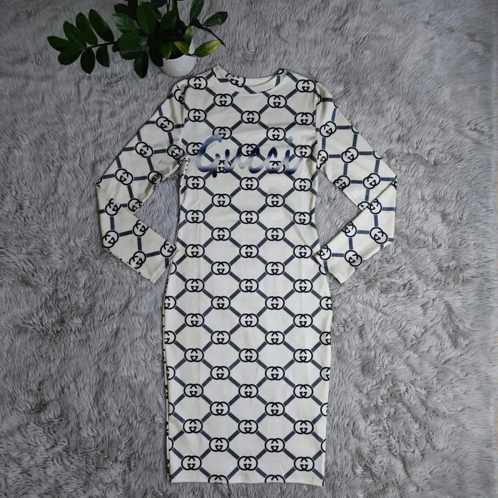 Sexy printed slim fit hip-hugging dress