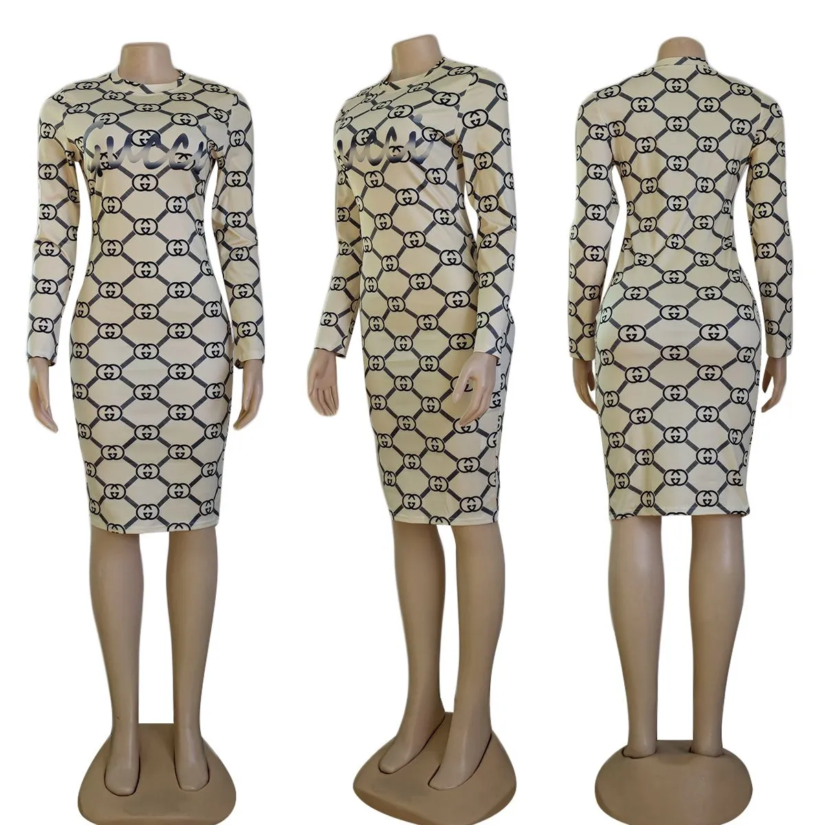 Sexy printed slim fit hip-hugging dress