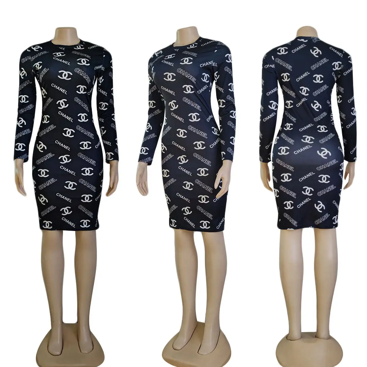Sexy printed slim fit hip-hugging dress