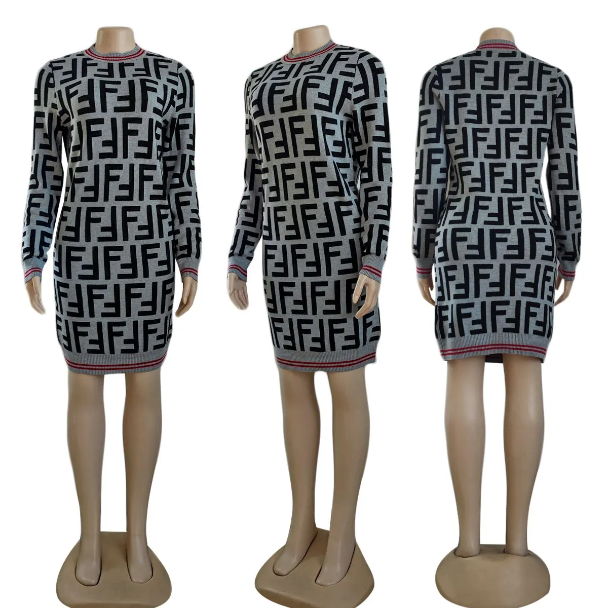 Women's hip-covering knitted sweater dress