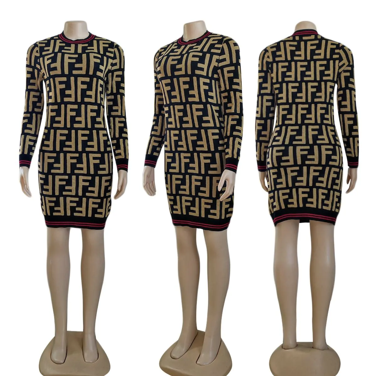 Women's hip-covering knitted sweater dress