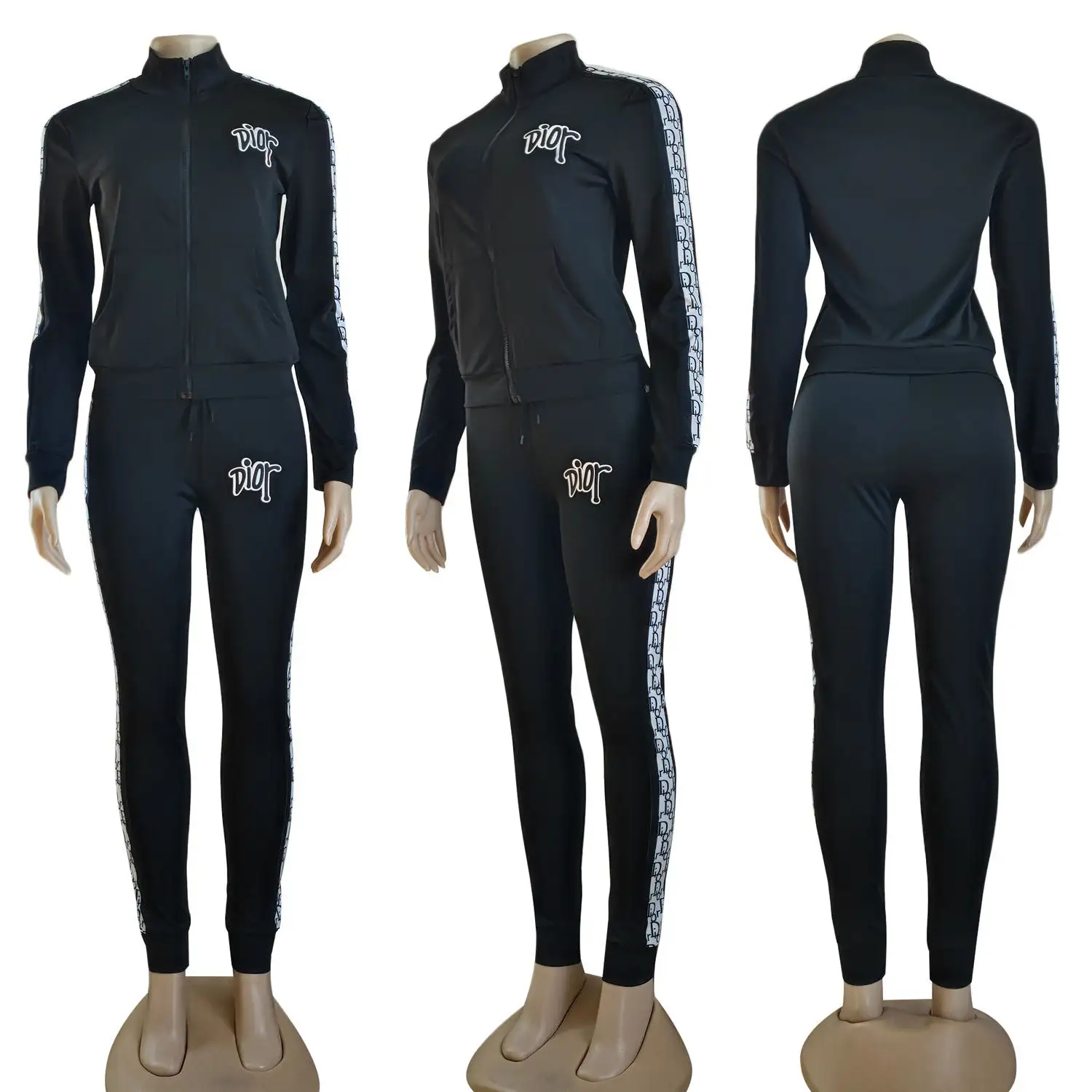 High collar stylish commuting print sports suit