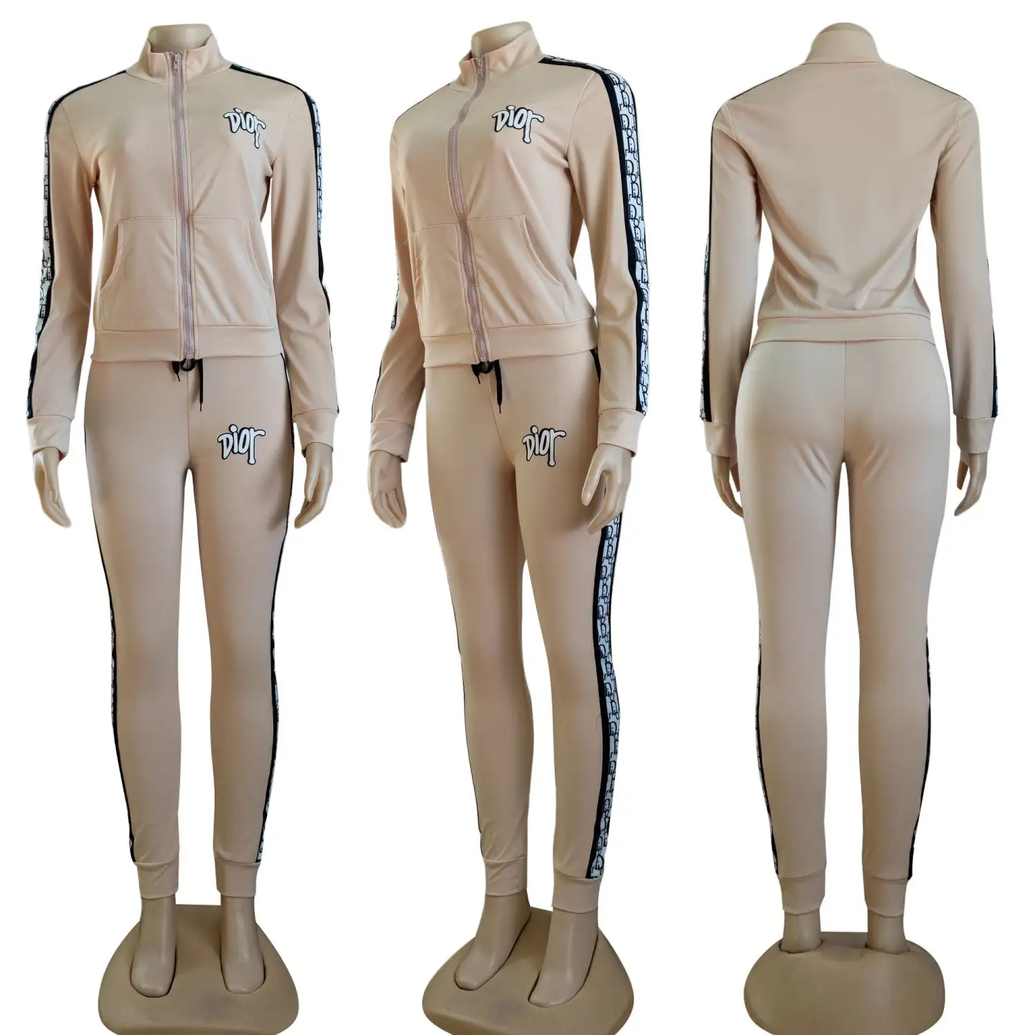 High collar stylish commuting print sports suit