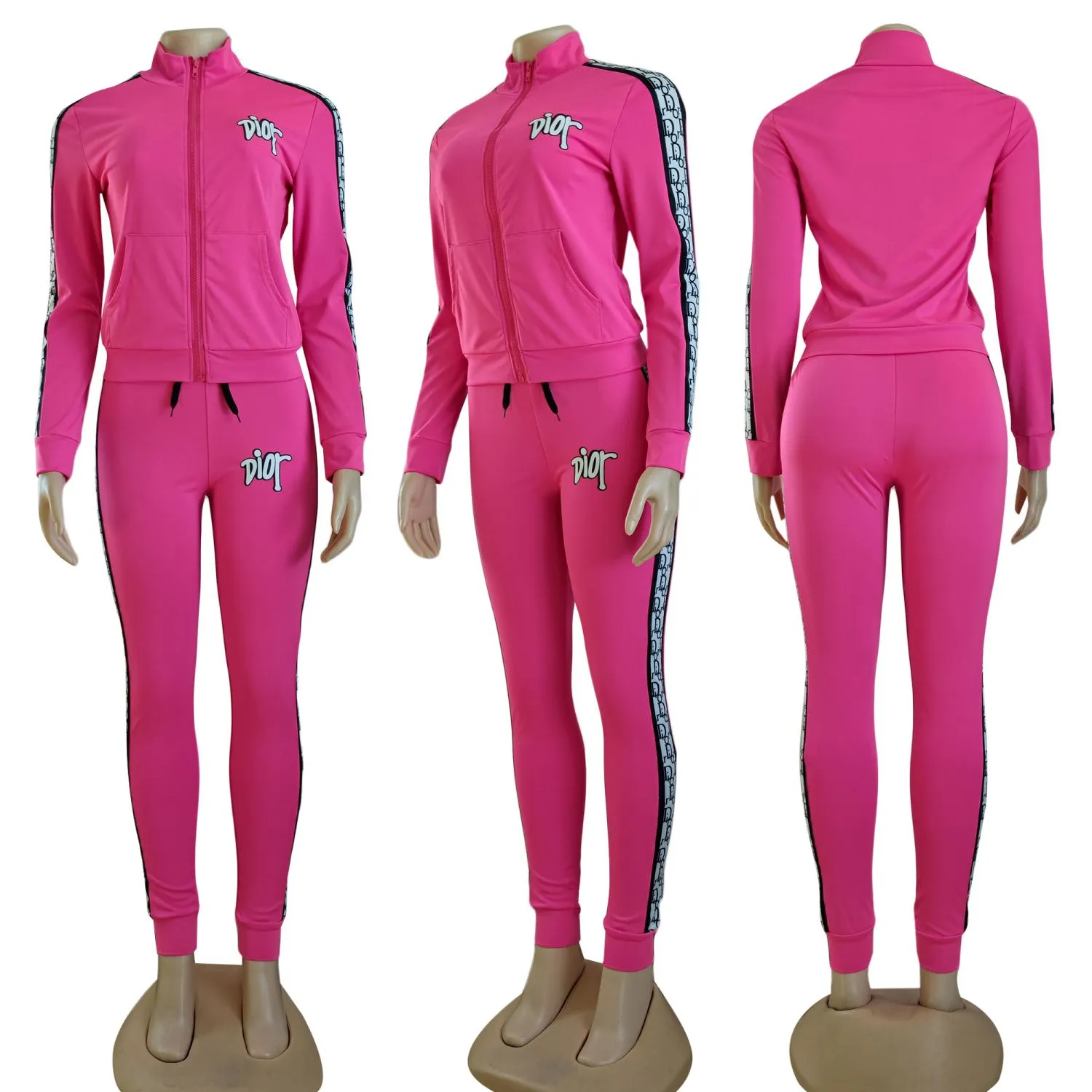 High collar stylish commuting print sports suit