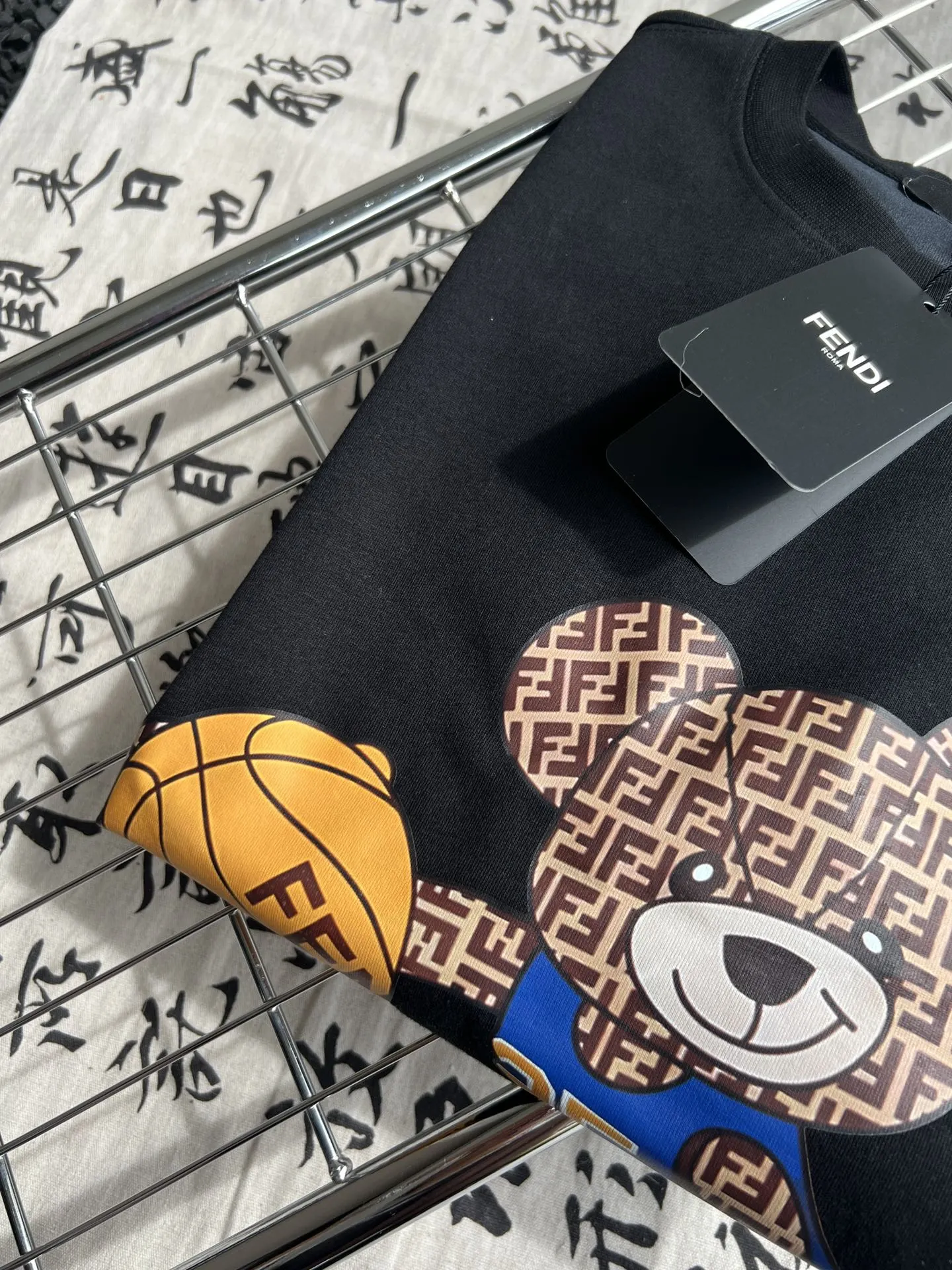 Basketball bear double F printed casual round neck sweatshirt