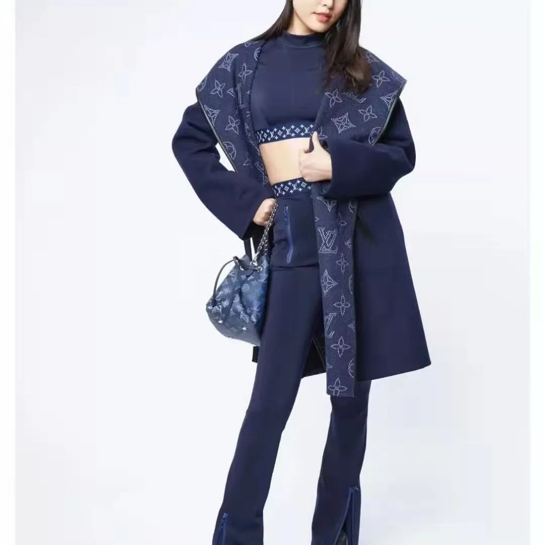 autumn and winter new coat jacquard reversible coat