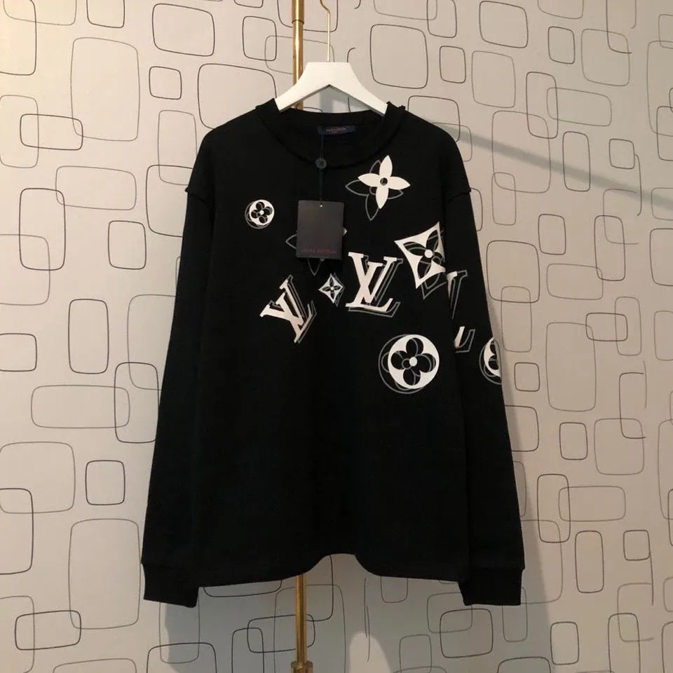 fleece loose printed sweatshirt