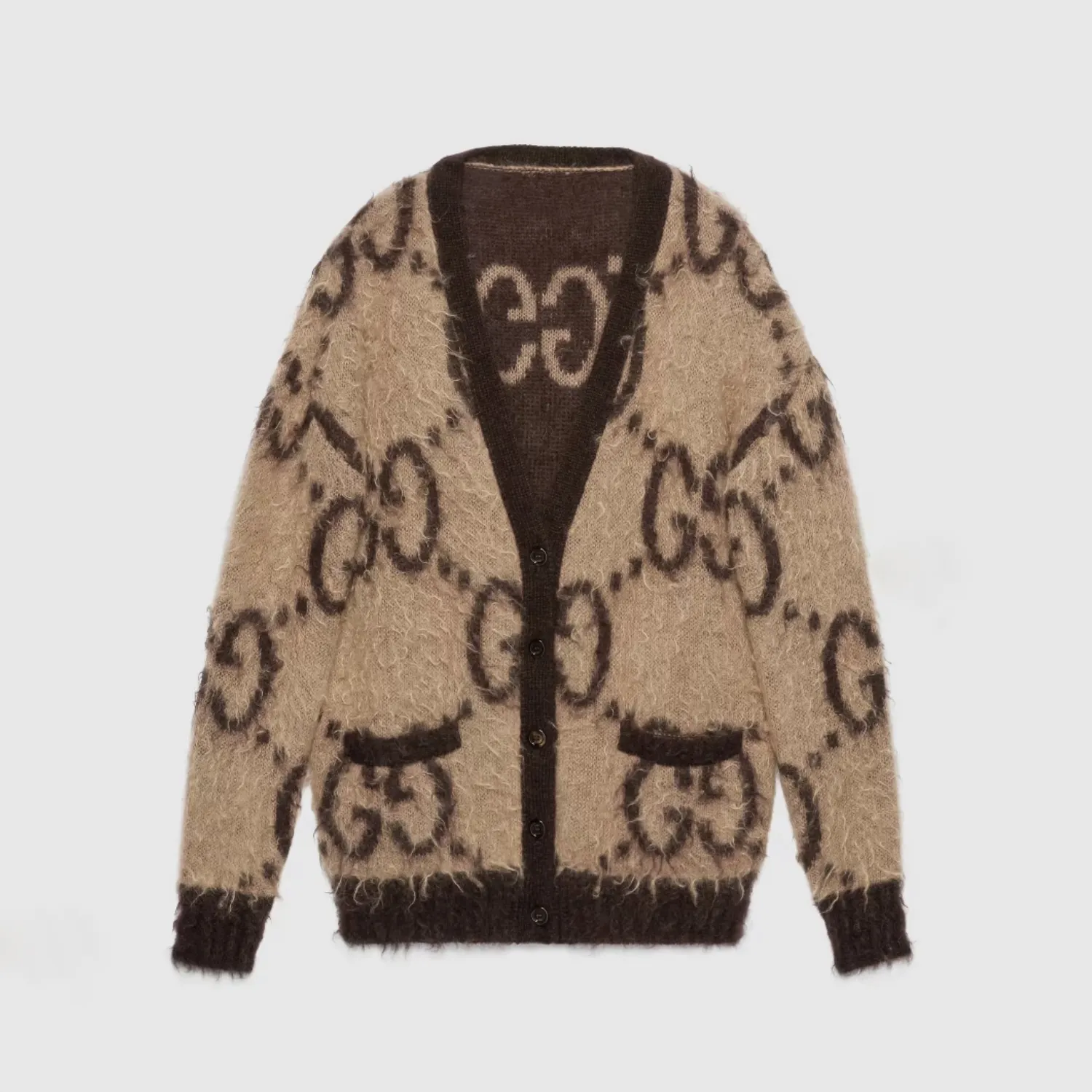 New Double  Brown Wool Cardigan