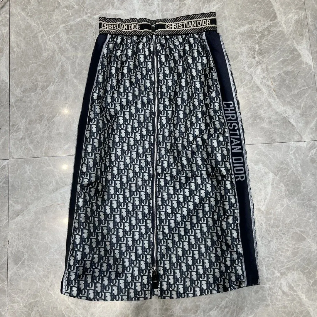 New style front center zipper side letter skirt women