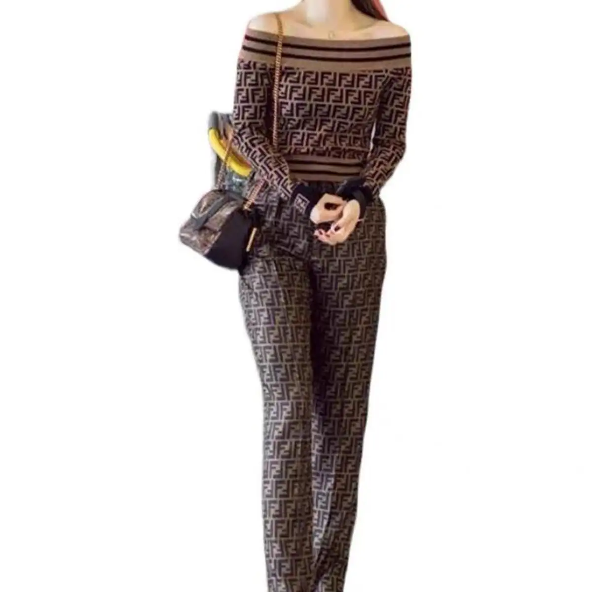 Off shoulder long sleeve knitted sweater