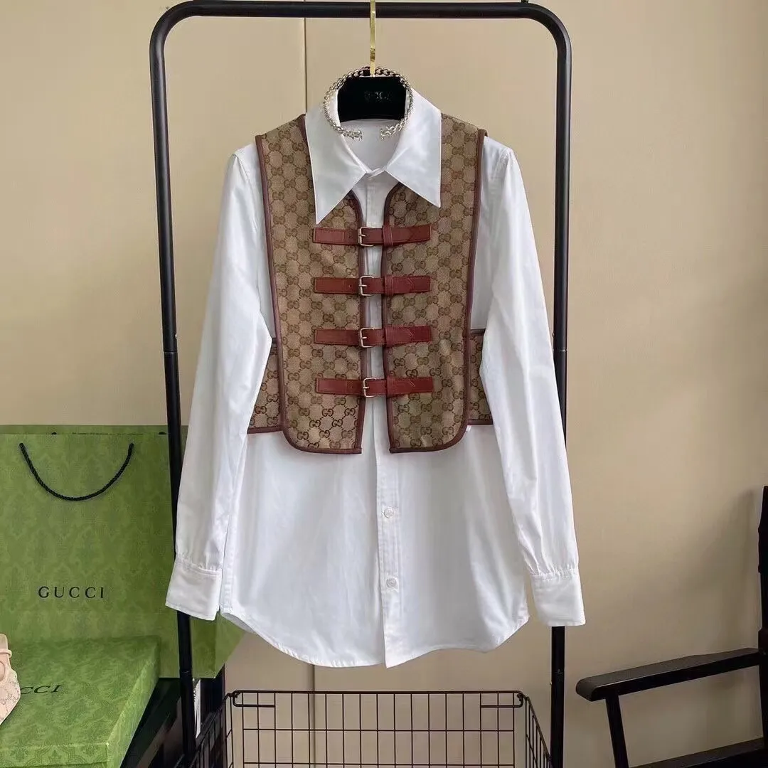 The latest fashion all-match vest shirt two-piece set