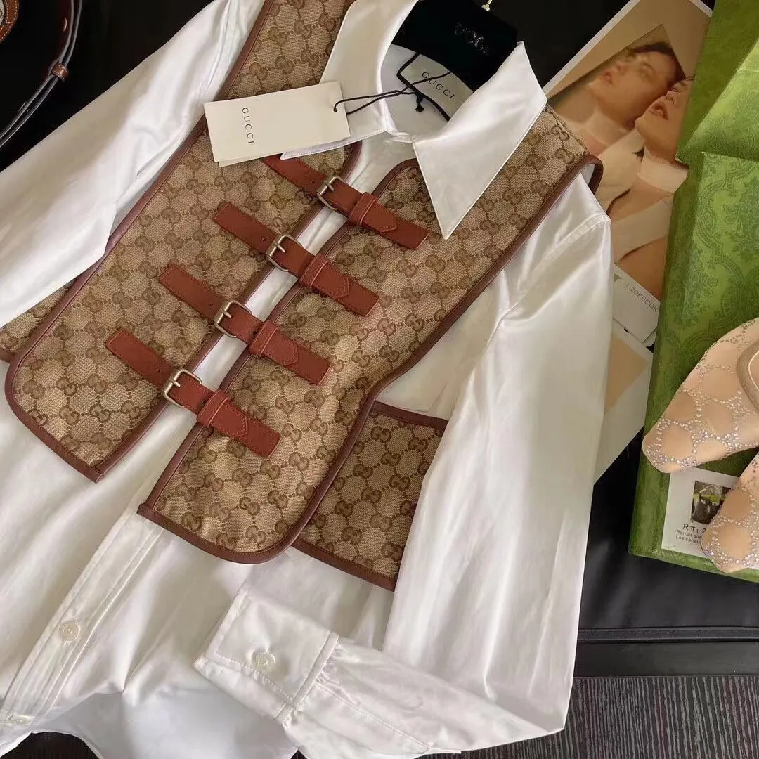 The latest fashion all-match vest shirt two-piece set