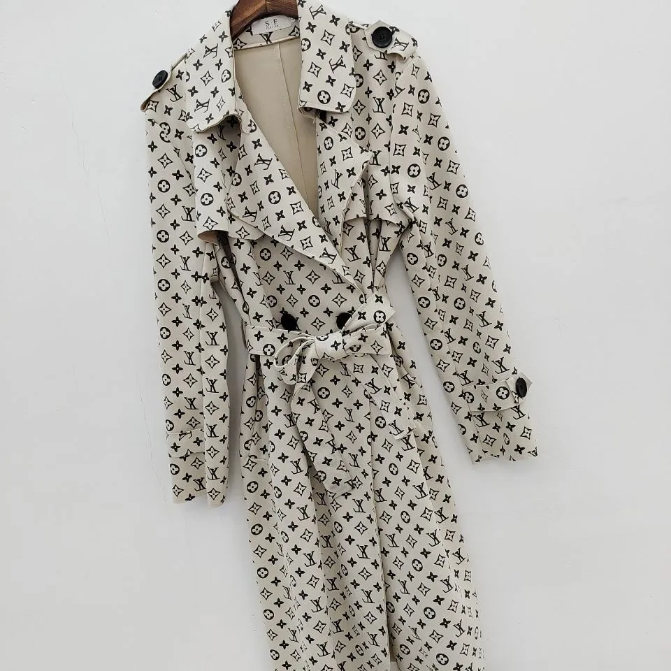 Fashion new leather plush mid length trench coat