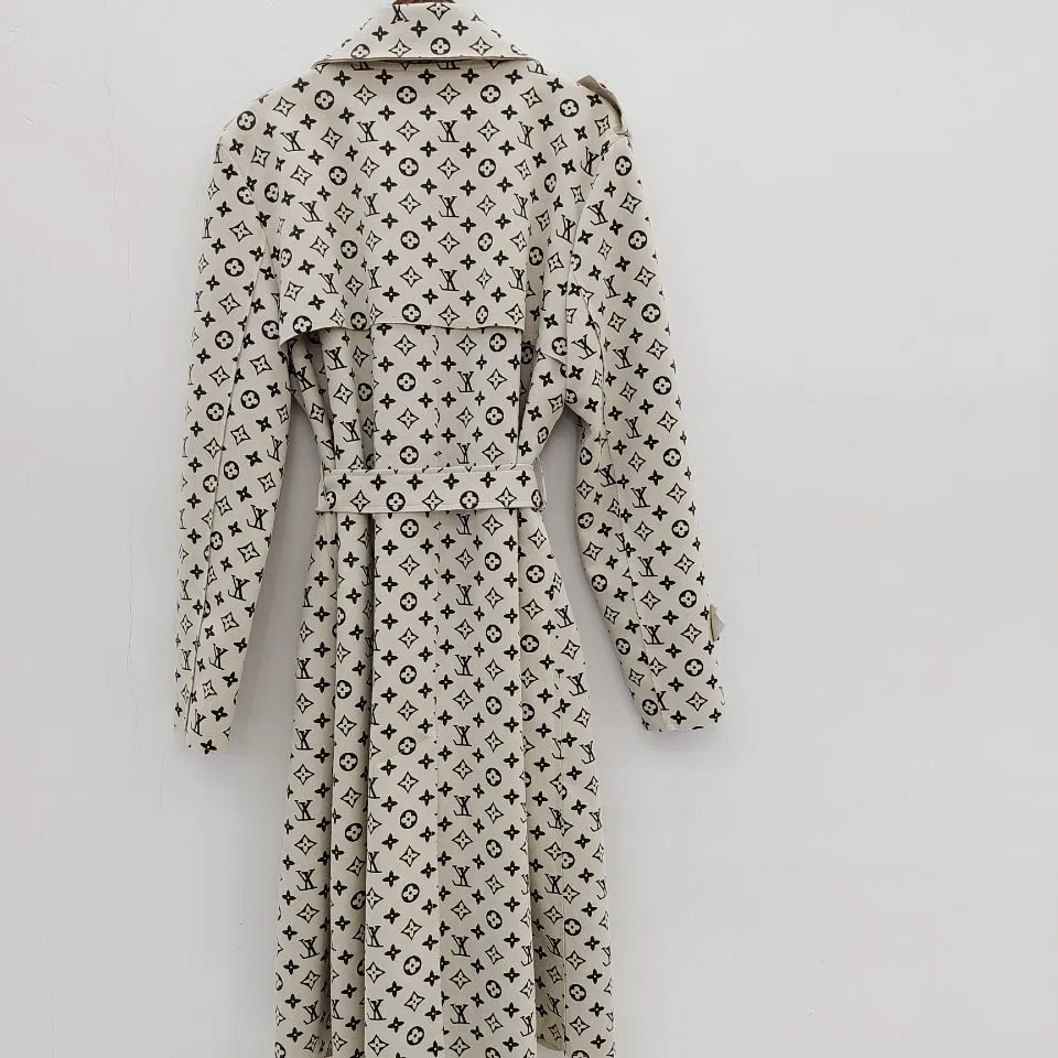 Fashion new leather plush mid length trench coat