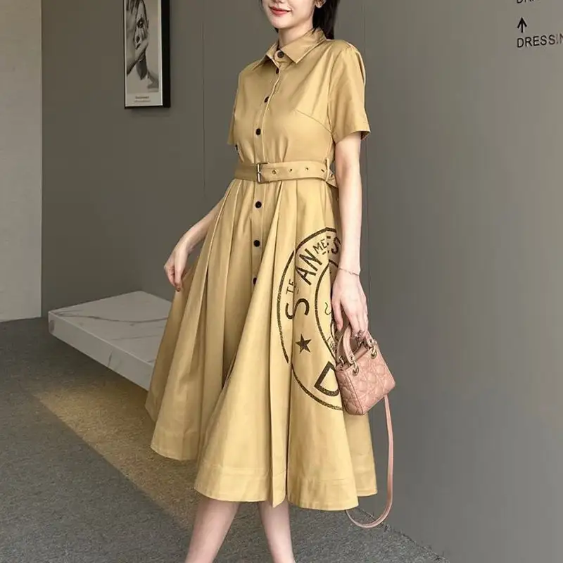 Fashion Versatile Print Polo Dress