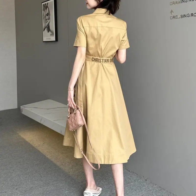 Fashion Versatile Print Polo Dress