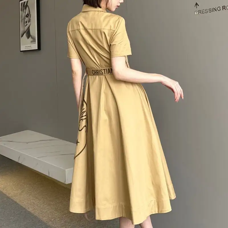 Fashion Versatile Print Polo Dress