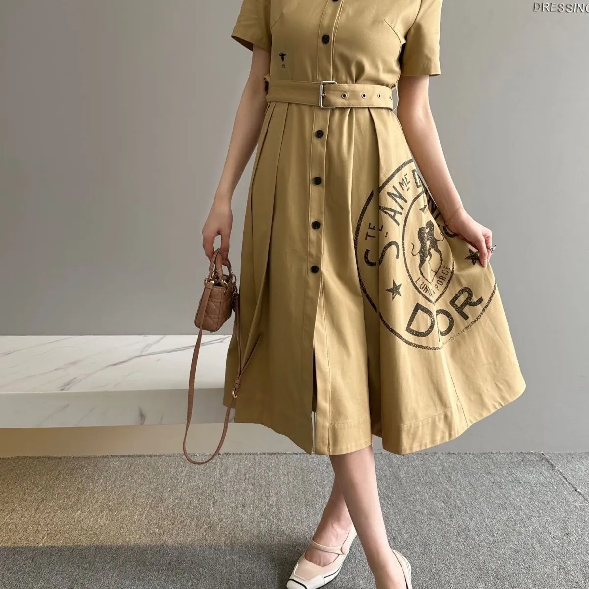 Fashion Versatile Print Polo Dress