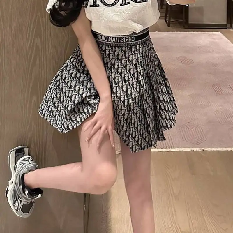 Fashion printed pleated skirt