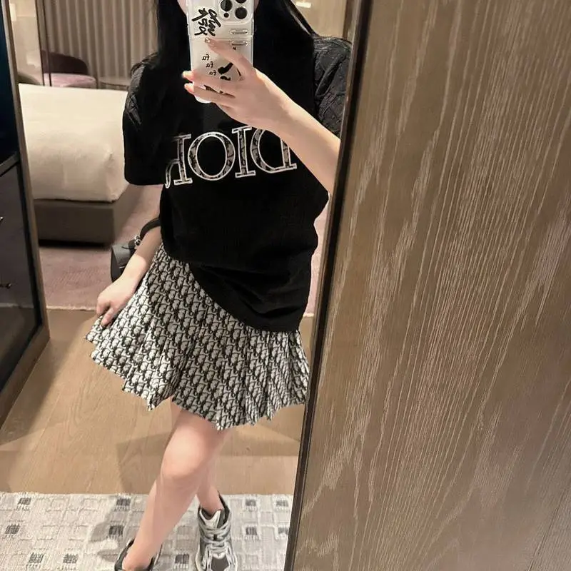 Fashion printed pleated skirt