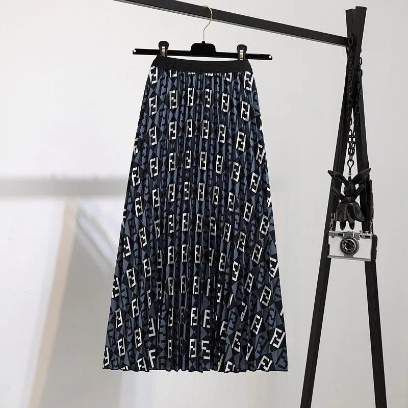 Fashion printed large swing skirt