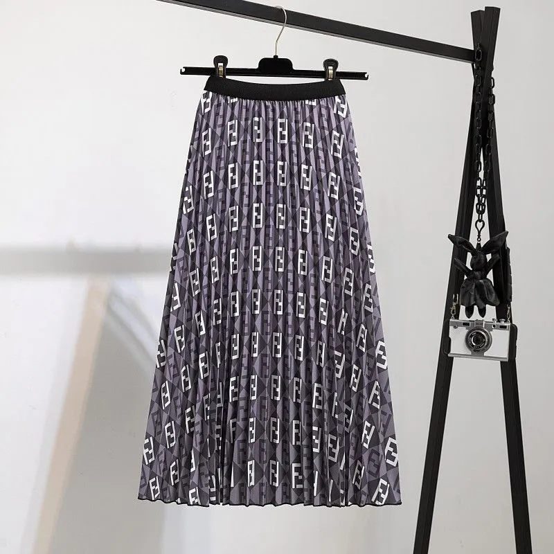 Fashion printed large swing skirt