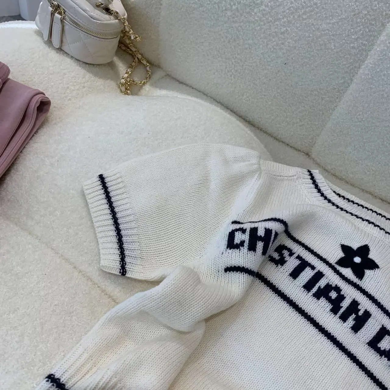 Fashion Printed Puff Sleeve Sweater Short Sleeves