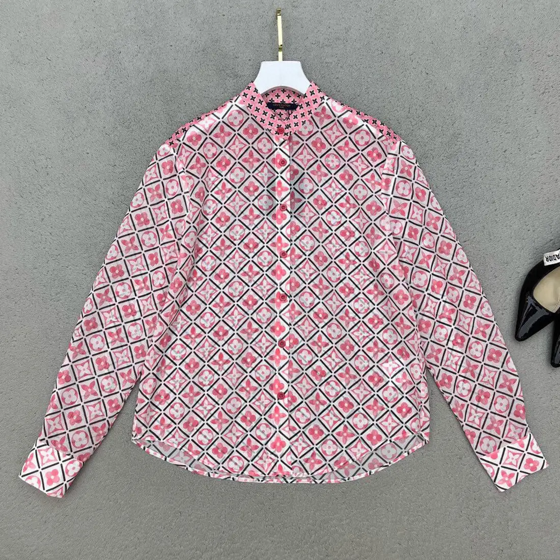 Fashion classic print new stand collar shirt