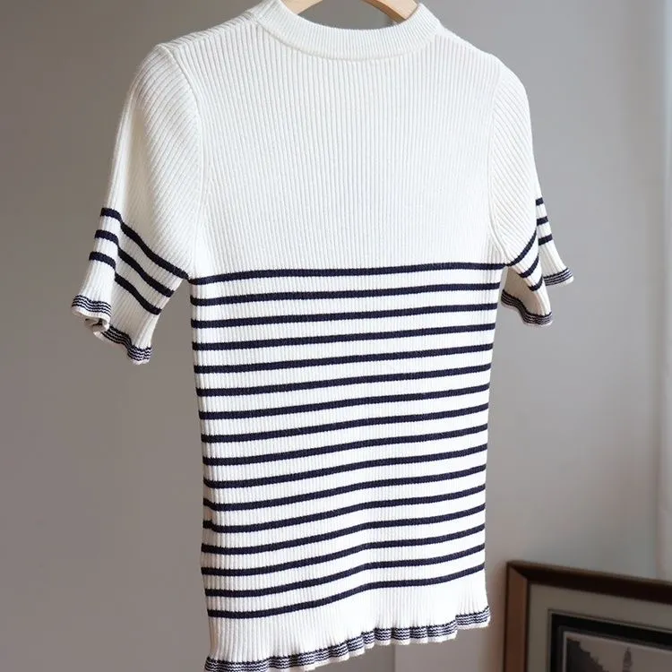 Fashion slim short sleeve knitwear