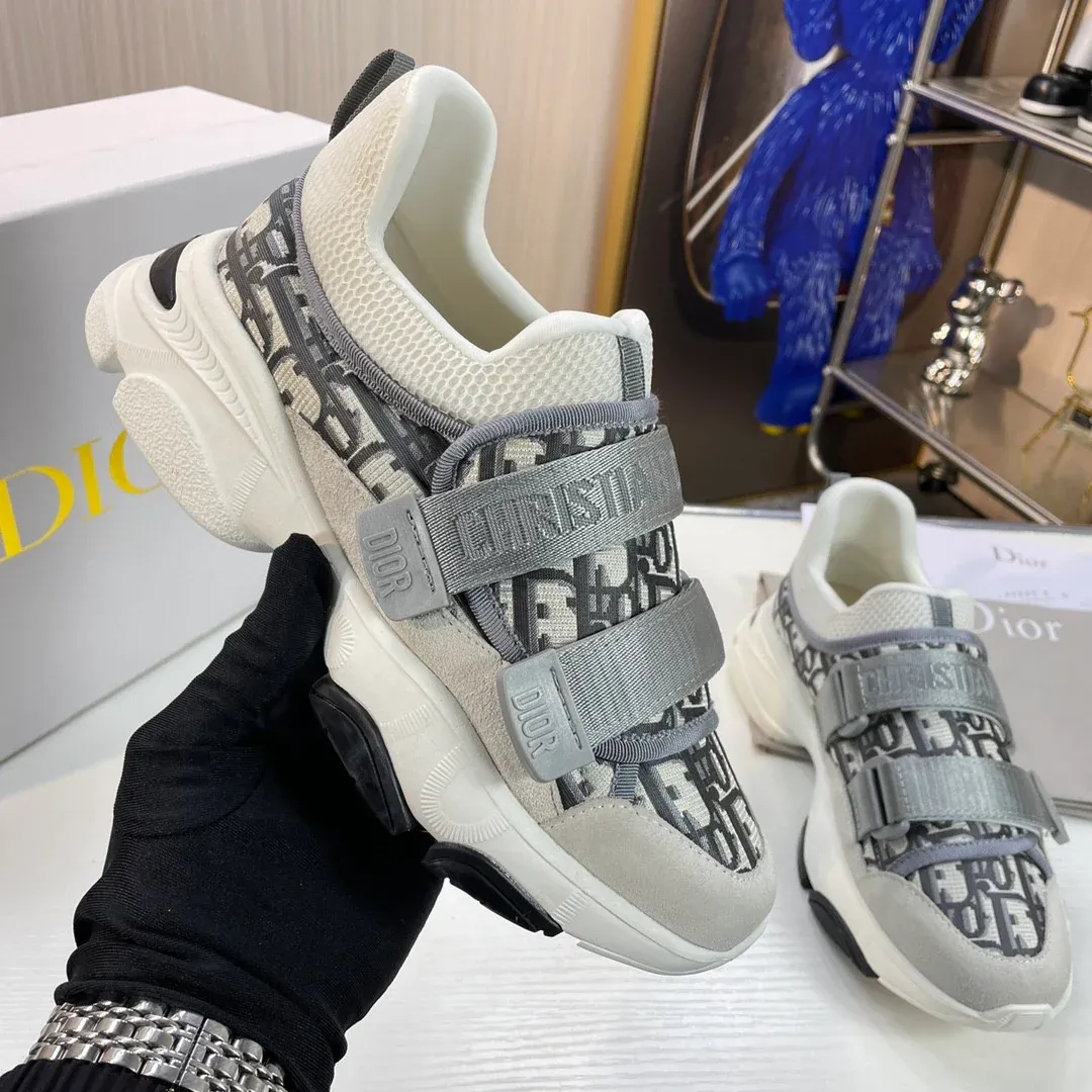 Luxury old flower silver-grey women's sports shoes