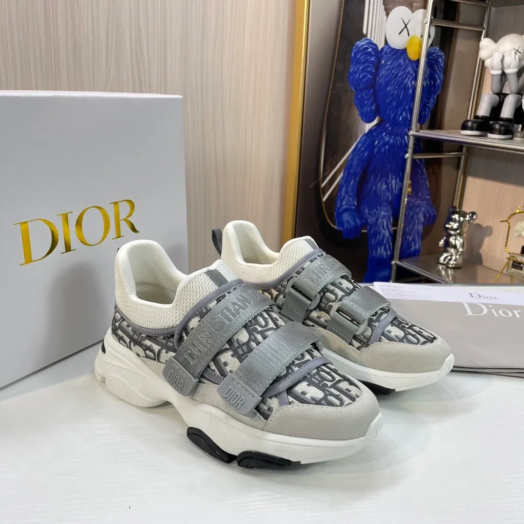 Luxury old flower silver-grey women's sports shoes