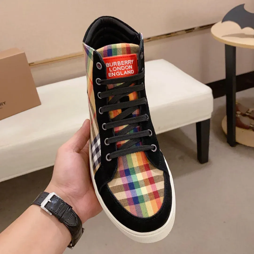 Classic plaid high-top men's all-match sports sneakers